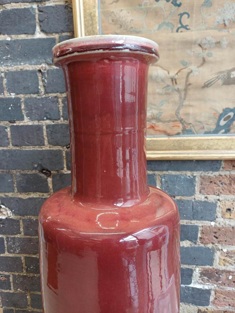 清康熙 郎窯紅釉棒槌瓶 | A rare and very large Chinese copper red-glazed 'Langyao' rouleau vase, Qing dynasty, Kangxi period - 图5