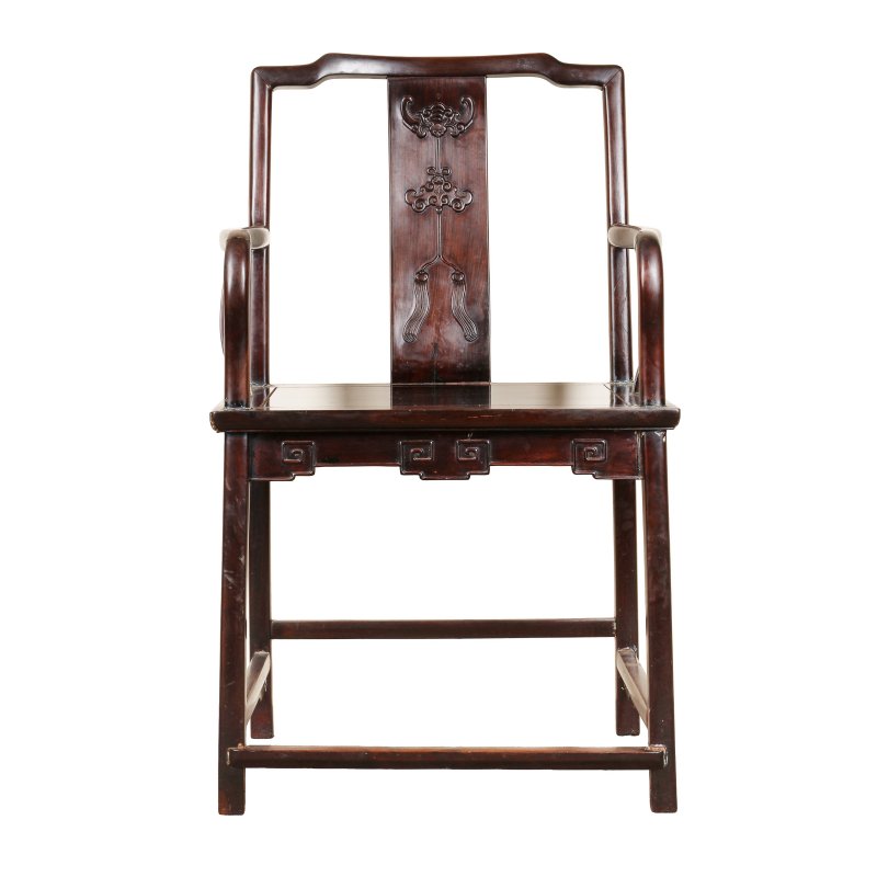 清十八世紀 紅木扶手椅 | A Chinese hardwood hongmu chair, Qing dynasty, 18th century