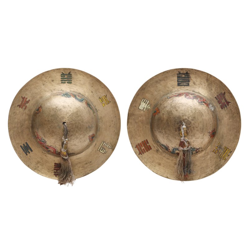 十九世紀 西藏銅鈸一對 | A pair of Tibetan cymbals, rolmo, 19th century