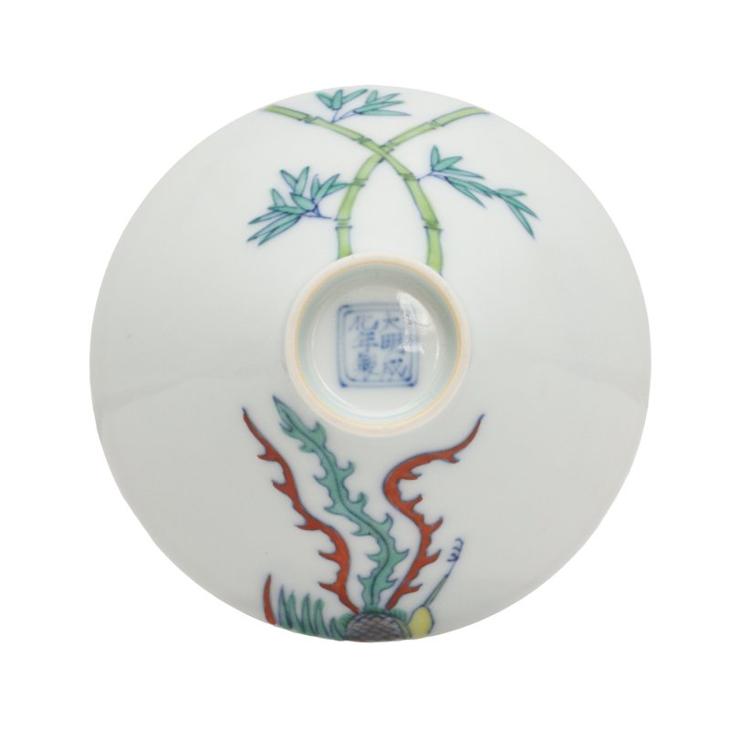 十九至二十世紀 鬪彩圖盌 及 礬紅圖碟 一組兩件 | A Chinese doucai bowl and an iron-red saucer, 19th-20th century - 图7