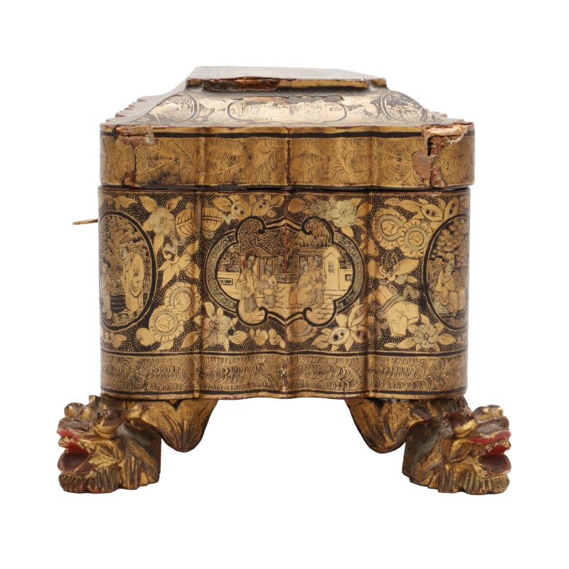 清十九世紀 外銷描金漆蓋盒 | A Chinese export gilt-painted lacquer box, Qing dynasty, 19th century - 图2