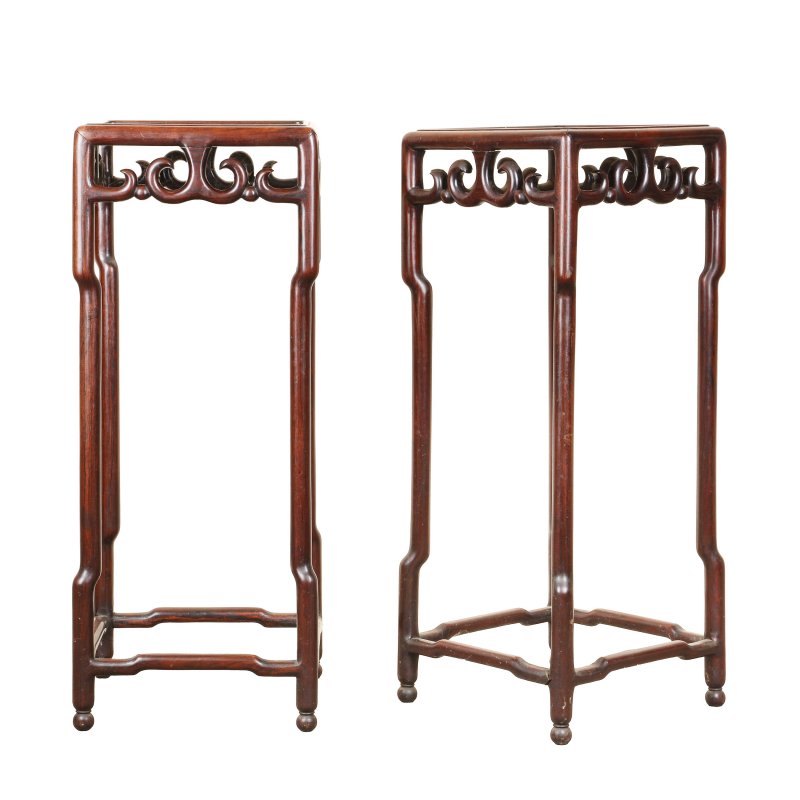 清十九世紀 紅木花幾一對 | A pair of Chinese hardwood hongmu jardinière stands, Qing dynasty, 19th century - 图2