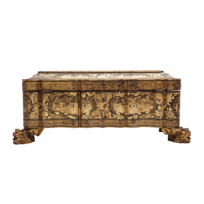 清十九世紀 外銷描金漆蓋盒 | A Chinese export gilt-painted lacquer box, Qing dynasty, 19th century - 图3