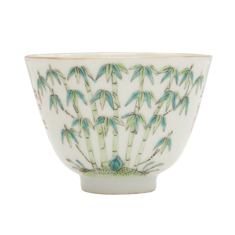 民國 粉彩竹紋盃 《道光年製》款 | A Chinese famille-rose 'bamboo' cup, Republic period - 图3