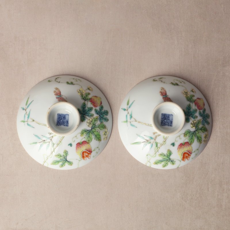 清道光 粉彩癩瓜紋蓋盌一對 《大清道光年製》款 | Santos Collection | A pair of fine Chinese famille-rose 'bitter melon' bowls and covers, Qing dynasty, Daoguang mark and period - 图45