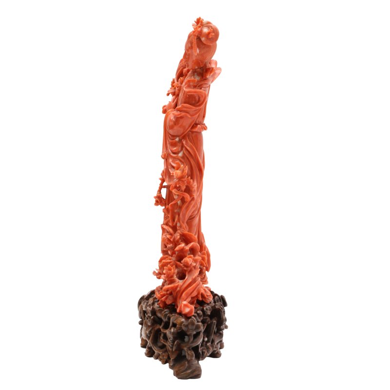十九世紀 珊瑚雕麻姑獻壽像 | λ A fine Chinese carved coral figure of a Magu, 19th century - 图12