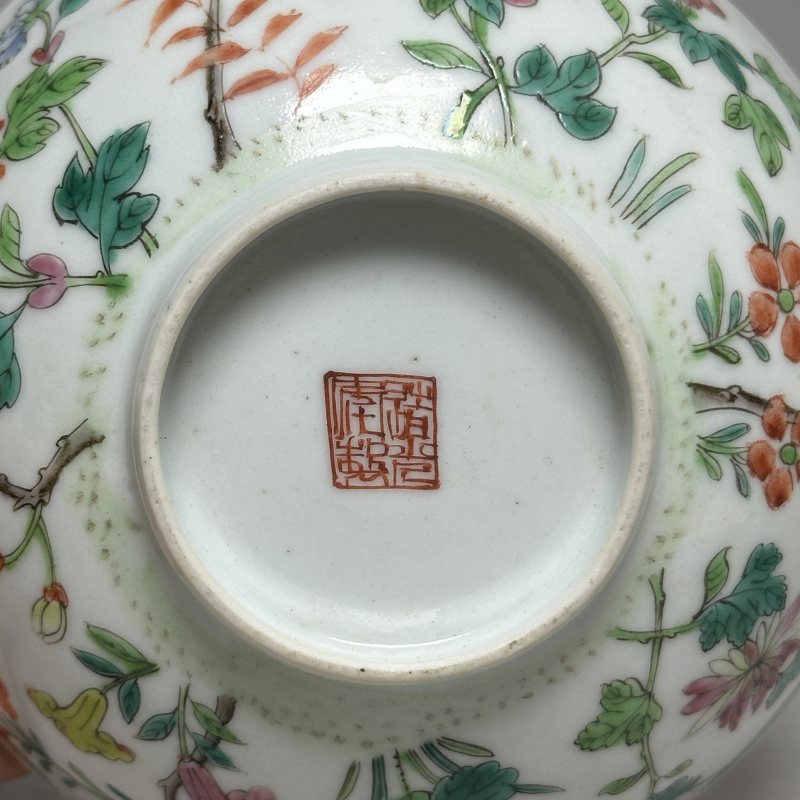 清道光 粉彩折枝花卉纹碗 - 图5