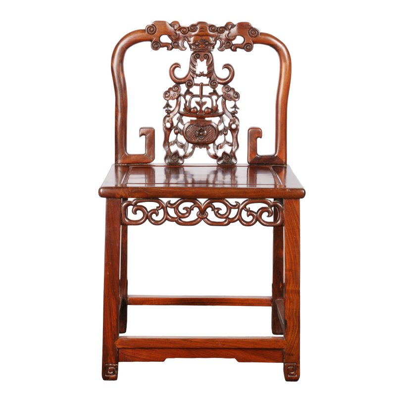 清末/民國 紅木雕花靠背椅 | A Chinese carved hongmu side chair, 19th/20th century
