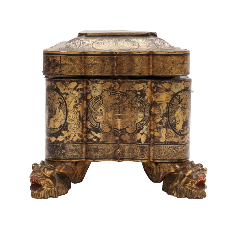 清十九世紀 外銷描金漆蓋盒 | A Chinese export gilt-painted lacquer box, Qing dynasty, 19th century - 图4