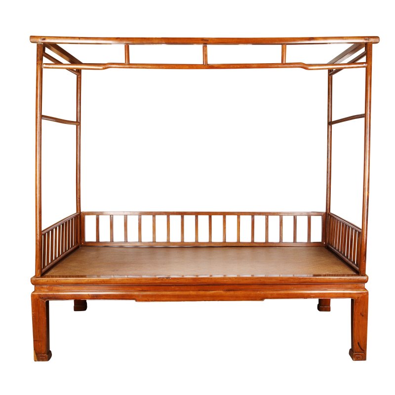 十九世紀 櫸木四柱架子床 | A fine Chinese jumu southern elm four-poster canopy bed, 19th century