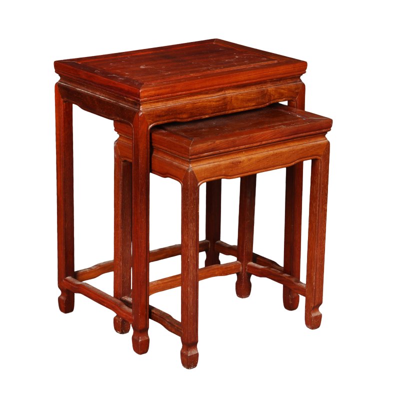 二十世紀 硬木方櫈一組五件 | A group of five Chinese wood side tables, 20th century - 图3