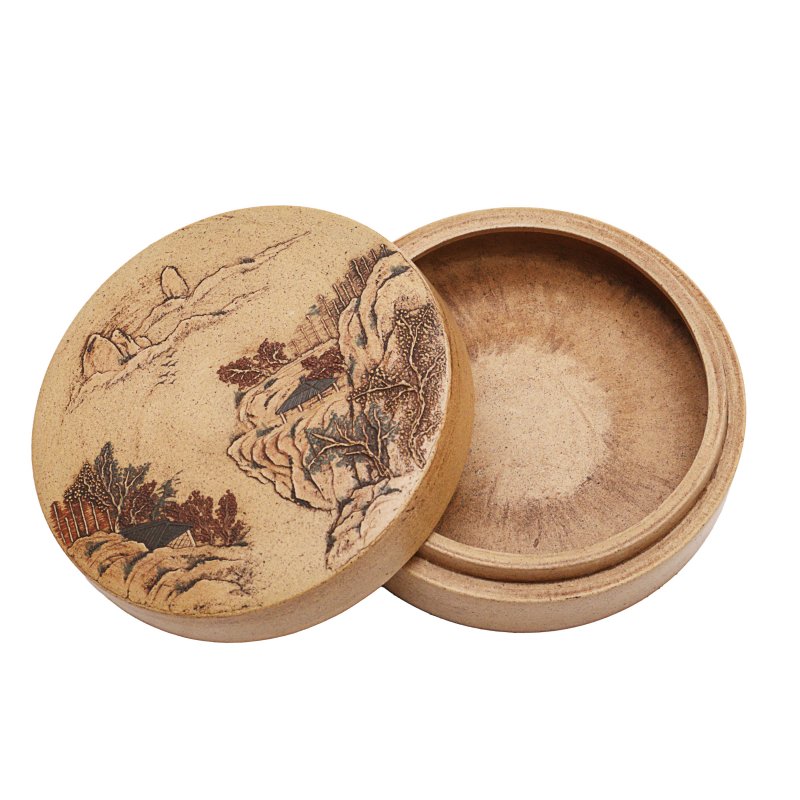 二十世紀 宜興紫砂山水圖蓋盒《大清乾隆年製》款 | A Chinese Yixing zisha box and cover, 20th century - 图5