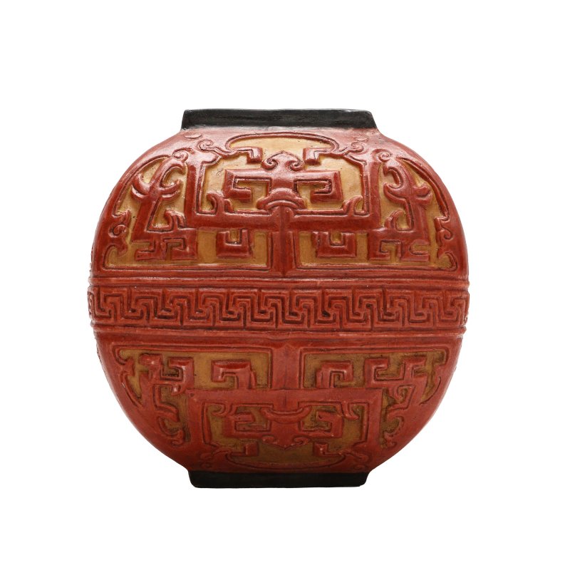 十九/二十世紀 木理釉仿剔紅水盂 | A Chinese faux-bois cinnabar lacquer-style waterpot, 19th/20th century - 图5