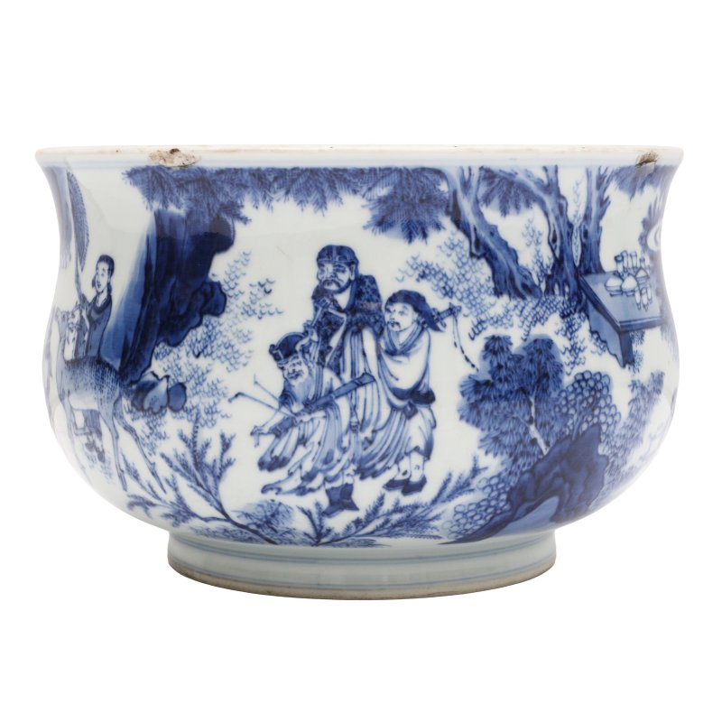 清十八至十九世紀 青花群仙圖香爐 | A large Chinese blue and white 'immortals' censer, Qing dynasty, 18th-19th century - 图2