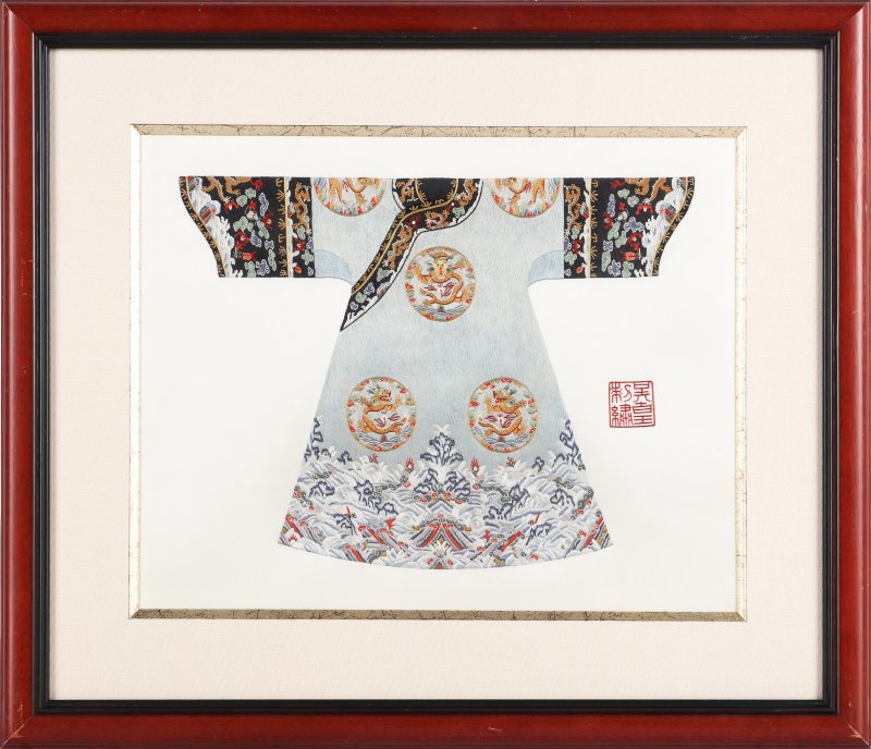 二十世紀 刺繡絲織吉服褂料片一組四件 | Four Chinese embroidered silk 'robe' panels, 20th century - 图3