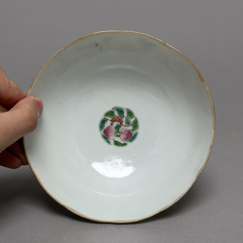 清道光 粉彩折枝花卉纹碗 - 图8