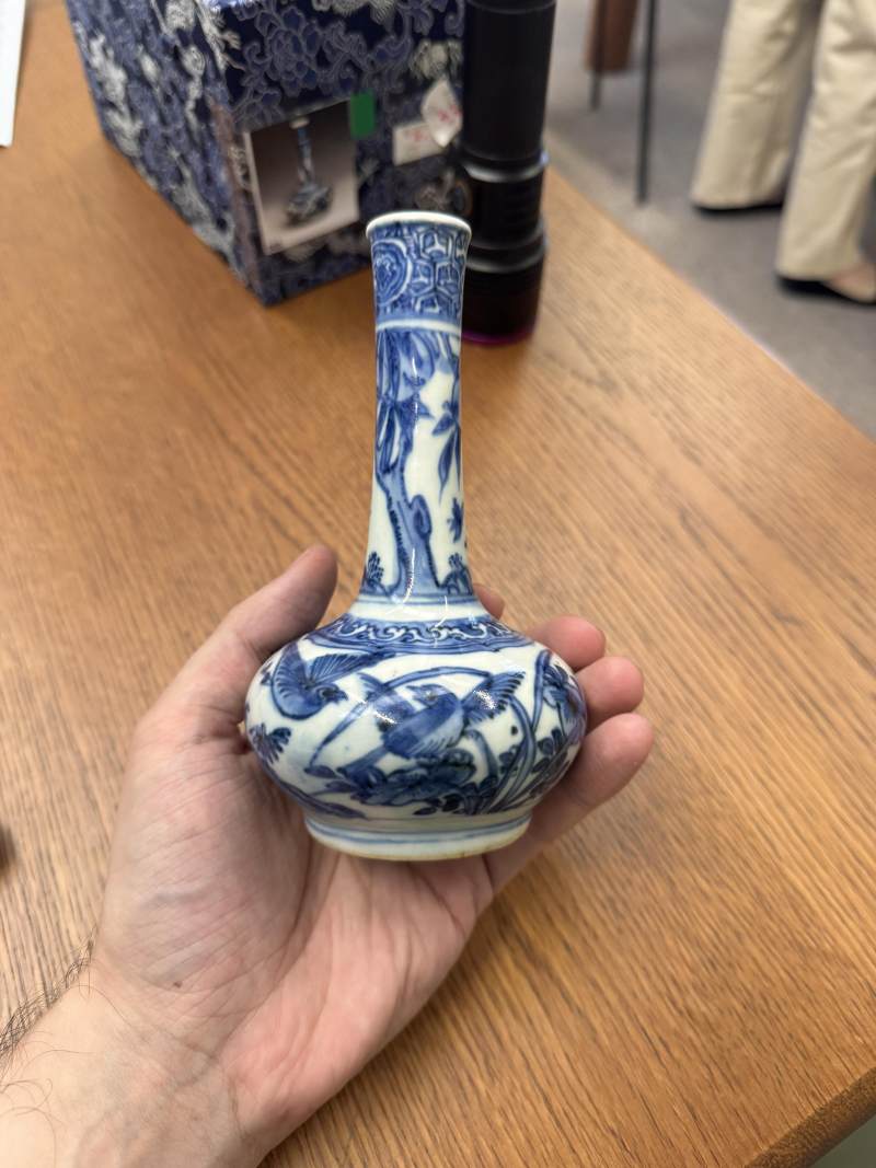 明 古染付青花花鳥圖膽瓶 | Santos Collection | A Chinese kosometsuke blue and white 'birds' bottle vase, Ming dynasty - 图6