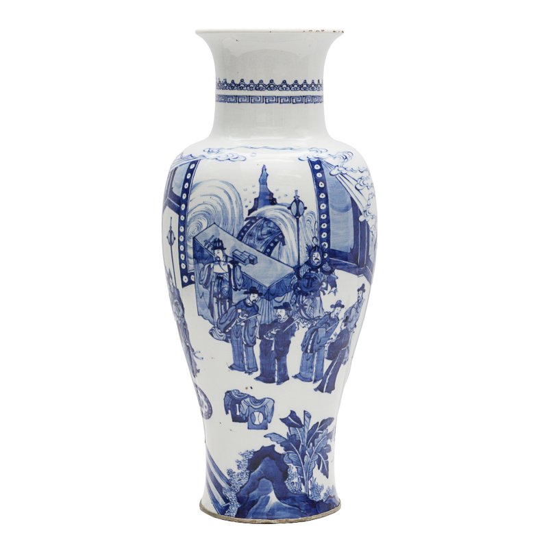 十九至二十世紀 青花人物圖棒槌瓶 | A Chinese blue and white 'figural' baluster vase, 19th-20th century