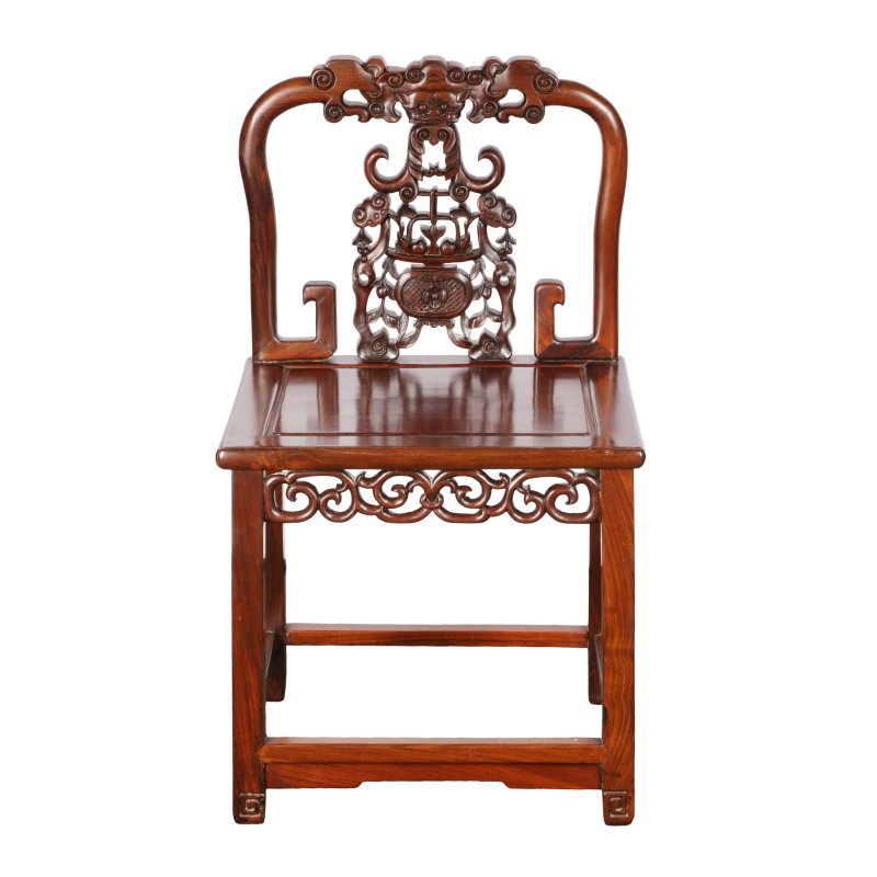 清末/民國 紅木雕花靠背椅 | A Chinese carved hongmu side chair, 19th/20th century - 图2