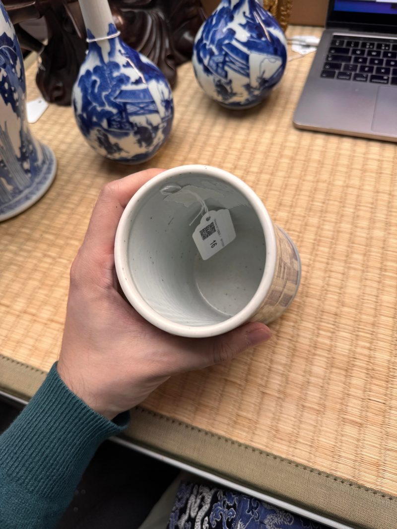 清康熙 青花赤壁賦筆筒 | Santos Collection | A fine Chinese blue and white 'Ode to the Red Cliffs' brushpot, Qing dynasty, Kangxi period - 图14