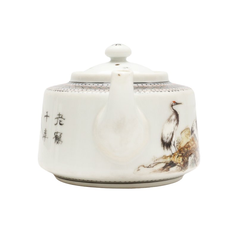 民國 粉彩仙鶴圖蓋壺 | A Chinese famille-rose 'cranes' teapot, Republic period - 图4