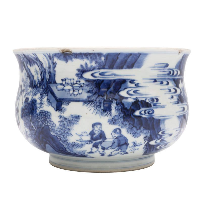 清十八至十九世紀 青花群仙圖香爐 | A large Chinese blue and white 'immortals' censer, Qing dynasty, 18th-19th century - 图3