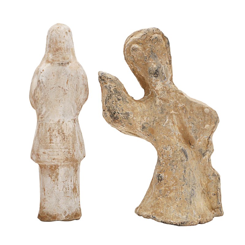 漢 / 唐 彩繪陶俑一組兩件 | Two Chinese terracotta figures, Han/Tang dynasty - 图3