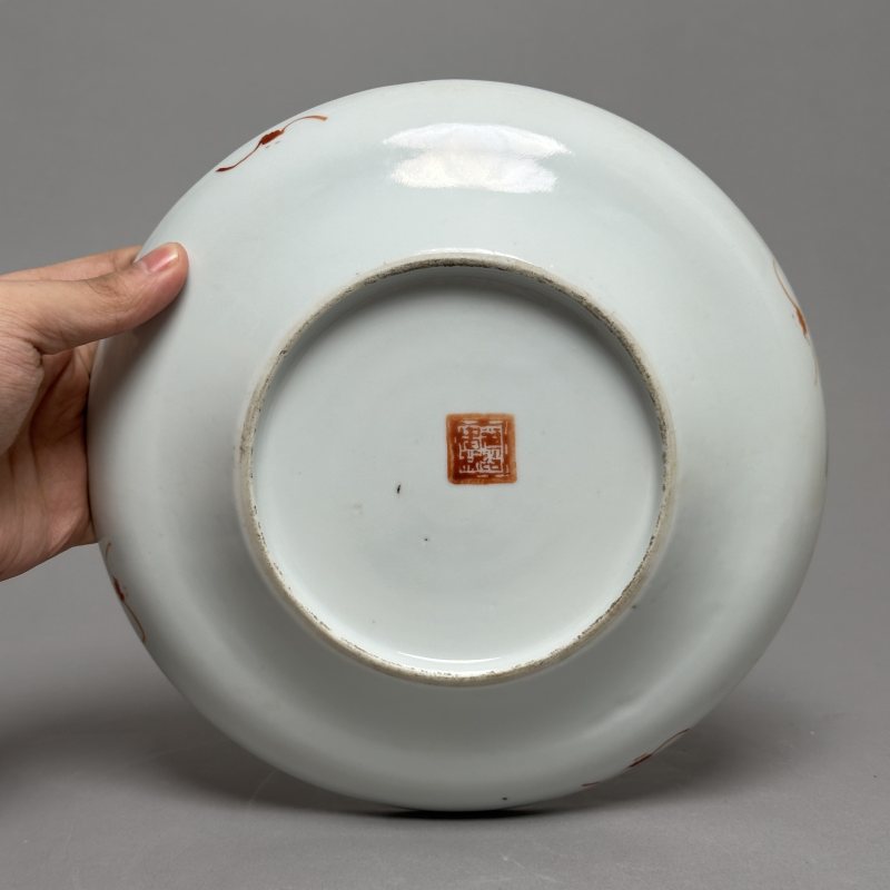 清光绪 粉彩狮纹折沿盘 - 图4