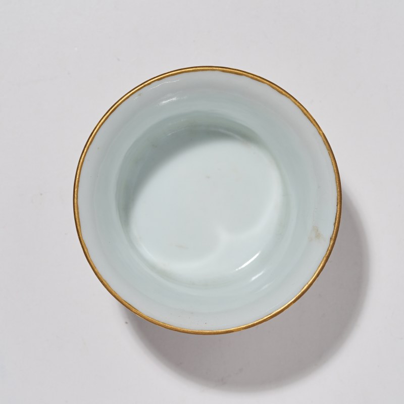 清道光 矾红料彩夔龙纹温盅 - 图6