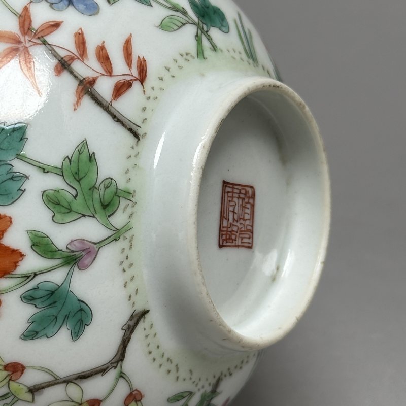清道光 粉彩折枝花卉纹碗 - 图11