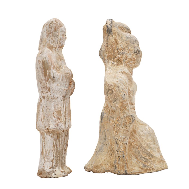漢 / 唐 彩繪陶俑一組兩件 | Two Chinese terracotta figures, Han/Tang dynasty - 图4