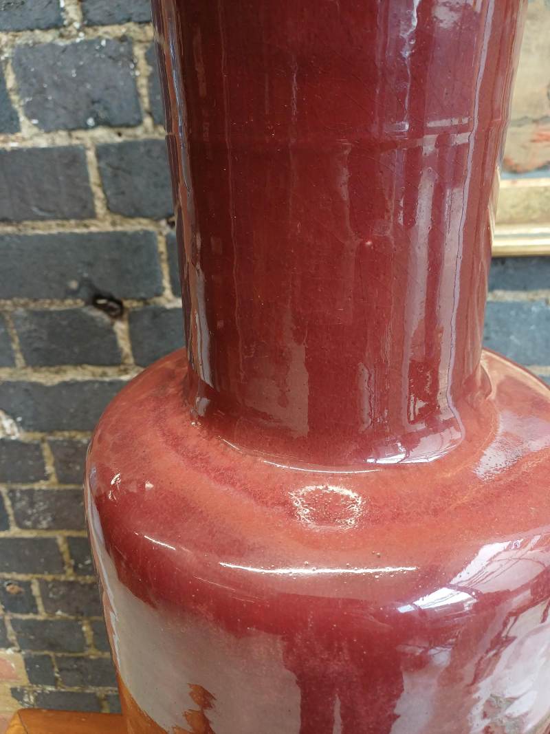 清康熙 郎窯紅釉棒槌瓶 | A rare and very large Chinese copper red-glazed 'Langyao' rouleau vase, Qing dynasty, Kangxi period - 图8