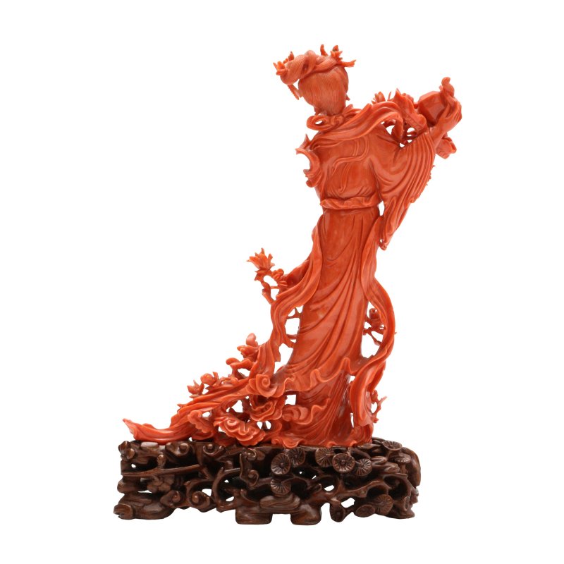 十九世紀 珊瑚雕麻姑獻壽像 | λ A fine Chinese carved coral figure of a Magu, 19th century - 图14
