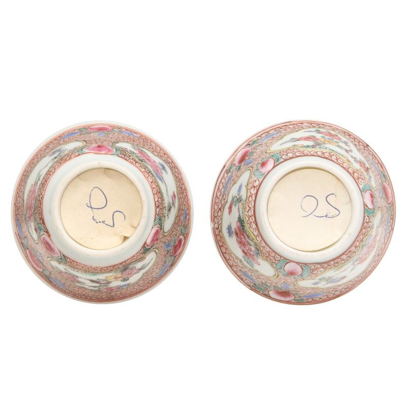 清雍正 外銷花卉紋薄胎盃及小盤兩對 | A pair of Chinese 'eggshell' famille-rose ‘floral’ cups and saucers, Qing dynasty, Yongzheng period - 图3
