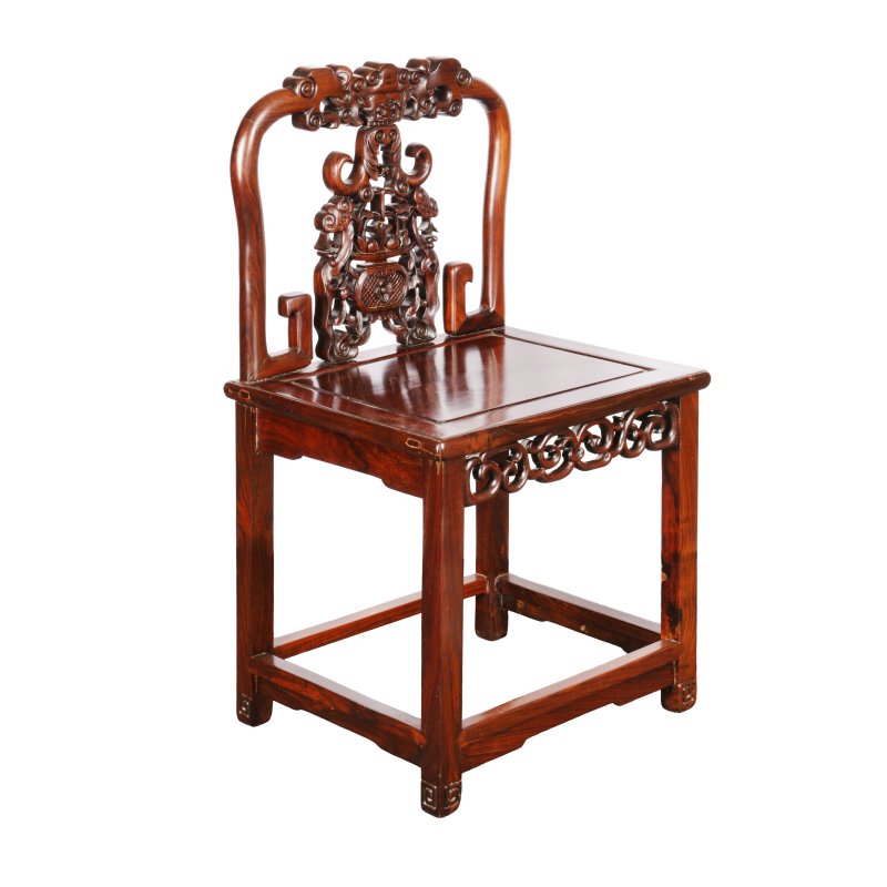 清末/民國 紅木雕花靠背椅 | A Chinese carved hongmu side chair, 19th/20th century - 图3