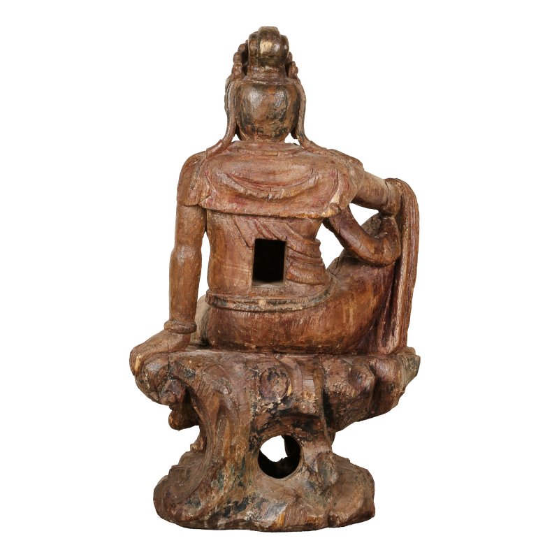 明 漆木雕觀音坐像 | A large Chinese lacquered wood figure of Guanyin, Ming dynasty - 图3
