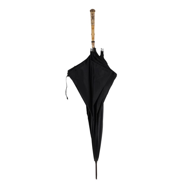 十九世紀 犀角鐓銀鐃手頭杖及雨傘一組兩件 | λ A Chinese silver-tipped rhinoceros horn walking cane and umbrella, 19th century - 图4