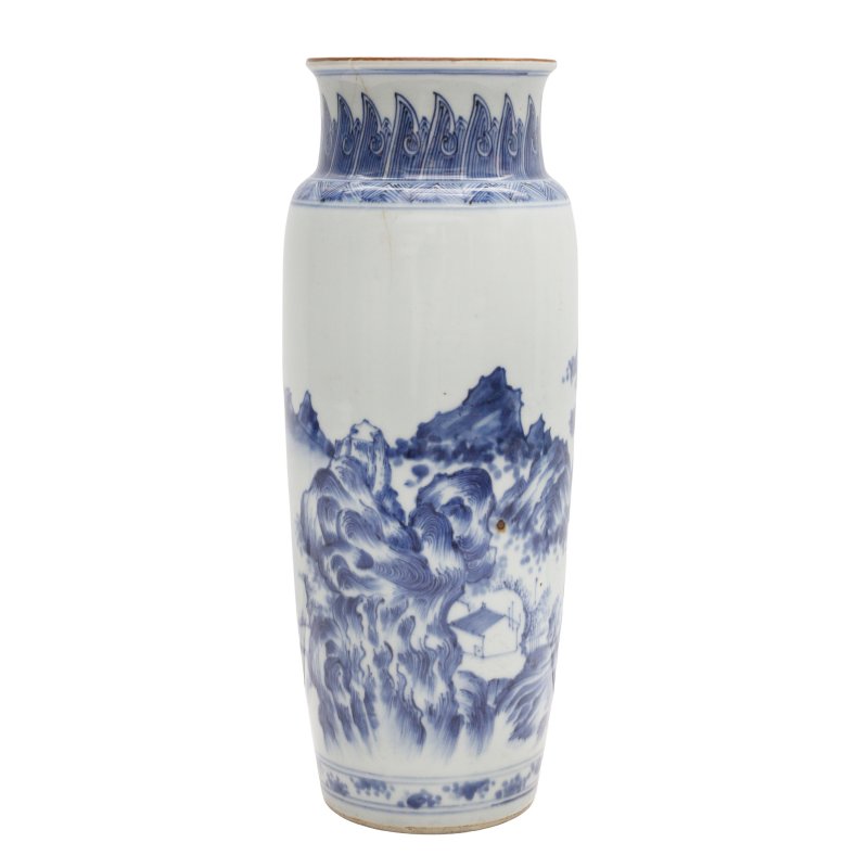 清十八世紀 青花山水人物圖瓶 | A Chinese blue and white 'landscape' sleeve vase, Qing dynasty, 18th century - 图2