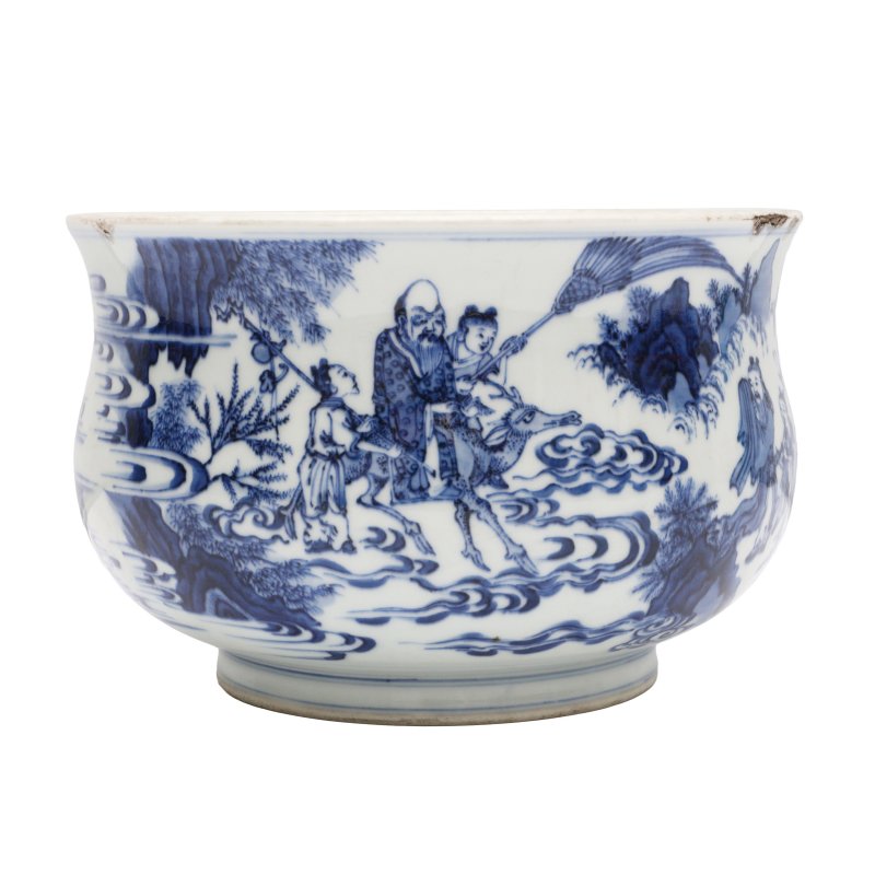 清十八至十九世紀 青花群仙圖香爐 | A large Chinese blue and white 'immortals' censer, Qing dynasty, 18th-19th century - 图4