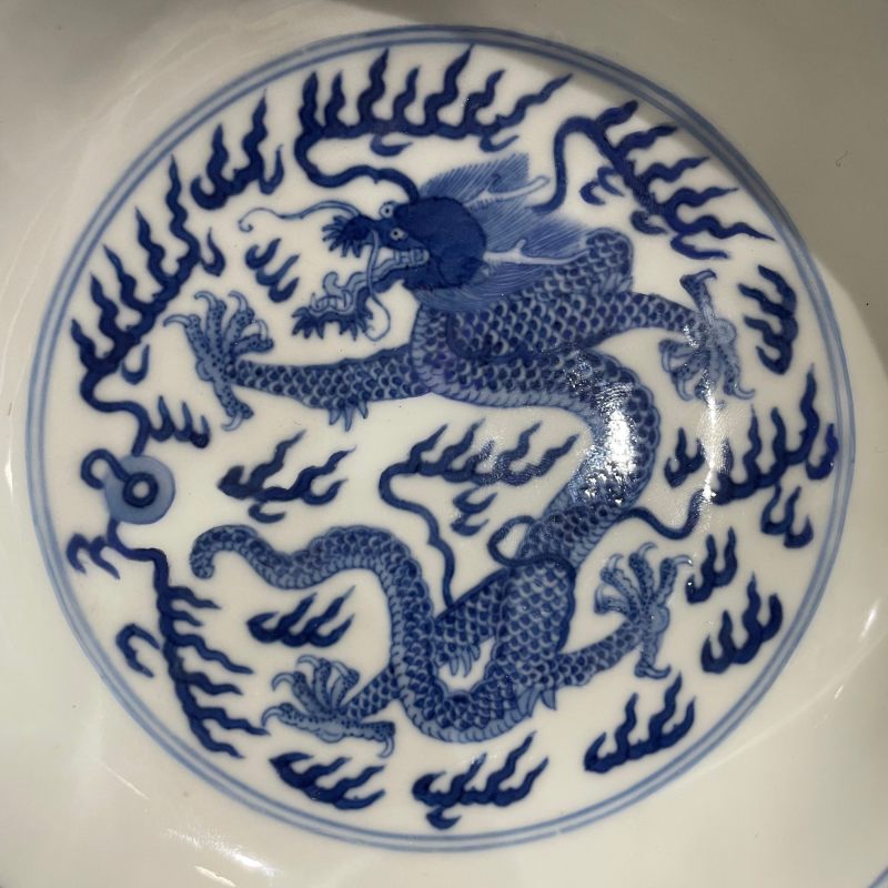 清嘉庆 青花龙纹盘 - 图8