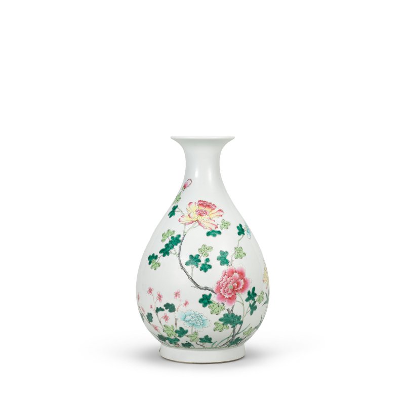 清宣統 粉彩牡丹紋玉壺春瓶 | A FAMILLE-ROSE 'PEONY' VASE, YUHUCHUNPING - 图1