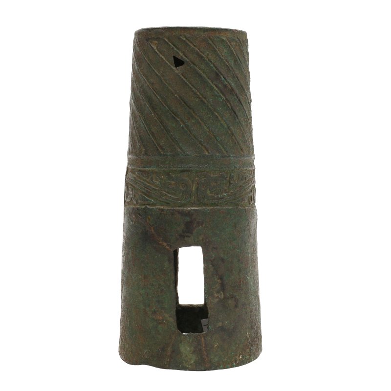 西周 銅車軸飾 | A Chinese bronze chariot-axle tubular cap fitting, Western Zhou Dynasty