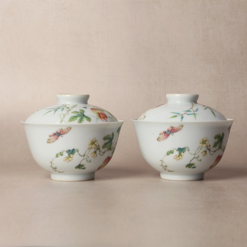清道光 粉彩癩瓜紋蓋盌一對 《大清道光年製》款 | Santos Collection | A pair of fine Chinese famille-rose 'bitter melon' bowls and covers, Qing dynasty, Daoguang mark and period - 图12
