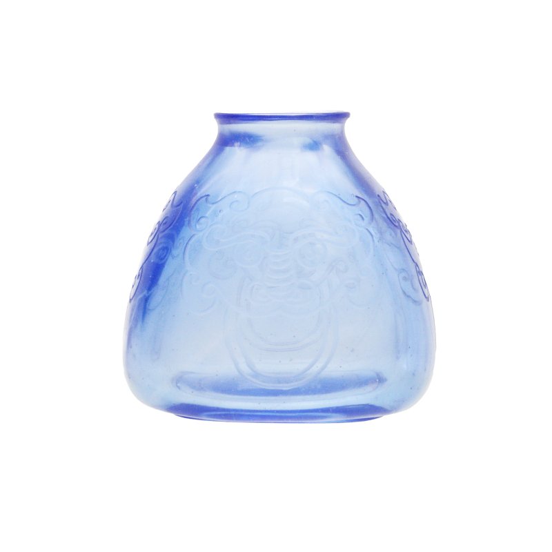 十九/二十世紀 藍玻璃饕餮紋水丞 | A Chinese blue 'taotie' glass waterpot, 19th/20th century - 图2