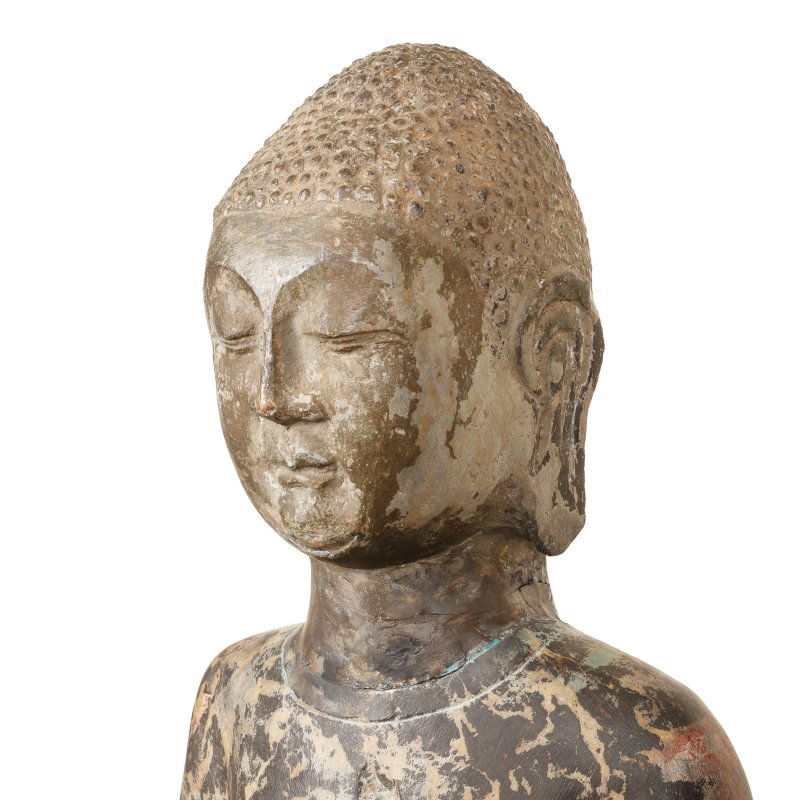 或為北齊 石雕佛立像 | A Chinese limestone figure of standing Buddha, possibly Northern Qi dynasty - 图2