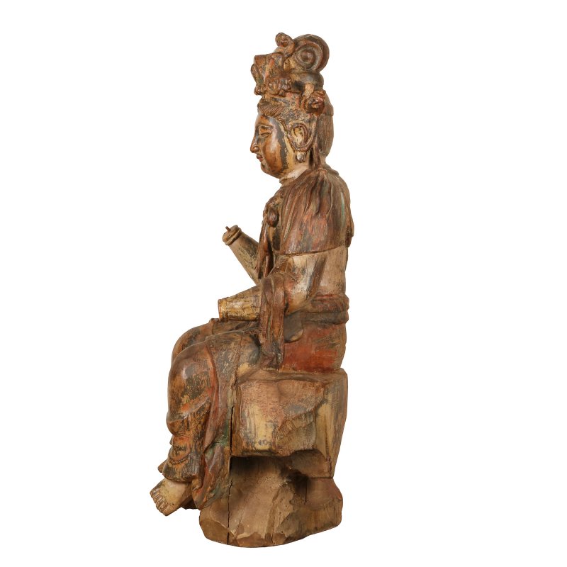 清 木雕漆金觀音坐像 | A large Chinese gilt-lacquered wood figure of Guanyin, Qing dynasty - 图3