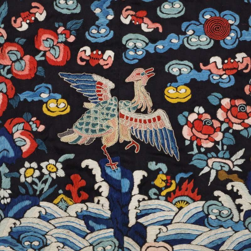 清十九世紀 刺繡文官大雁補子一對 | Two Chinese civil official's embroidered 'wild goose' silk rank badges, buzi, Qing dynasty, 19th century - 图3