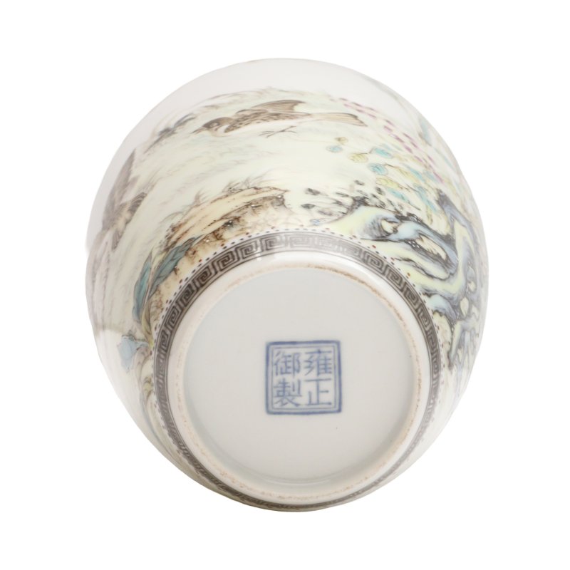 民國 粉彩花鳥圖瓶 《大清雍正年製》款 | A Chinese famille-rose 'sparrows' vase, Republic period - 图4