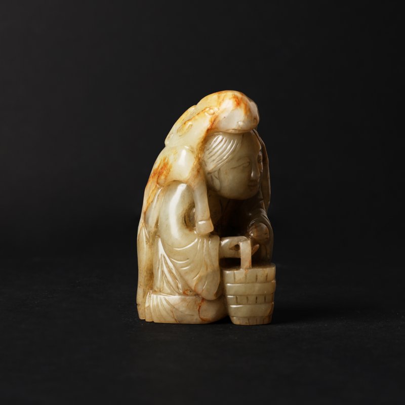 清十八/十九世紀 玉雕牧羊人擺件 | A Chinese russet jade 'figural' group, 18th/19th century - 图2