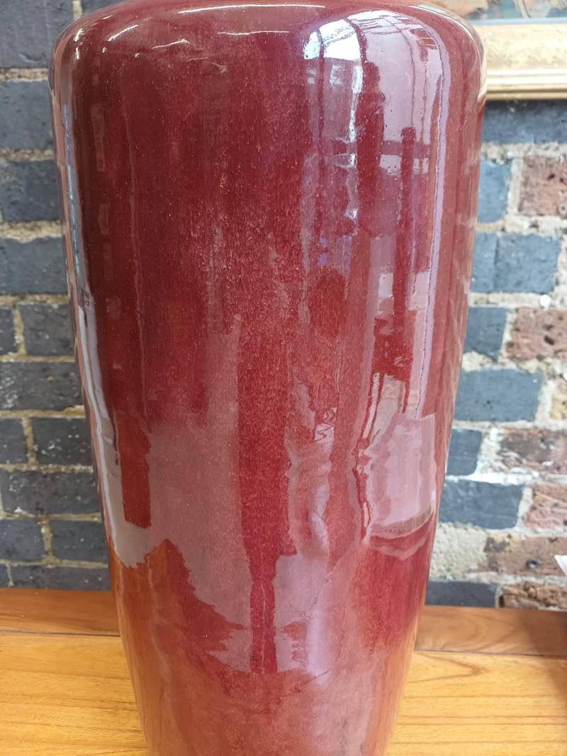 清康熙 郎窯紅釉棒槌瓶 | A rare and very large Chinese copper red-glazed 'Langyao' rouleau vase, Qing dynasty, Kangxi period - 图36